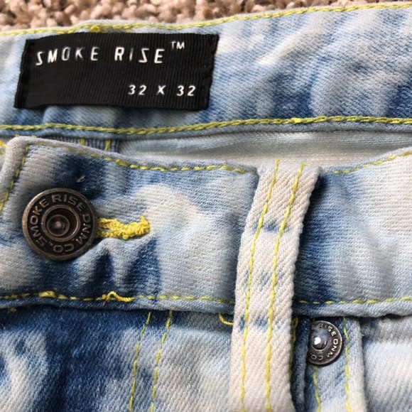 Smoke Rise Men's Rip & Repair Denim Jeans 32x32 Trendy Stylish Streetwear - Picture 7 of 15